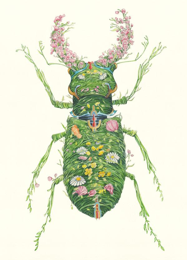 Stay beetle greetings Card design