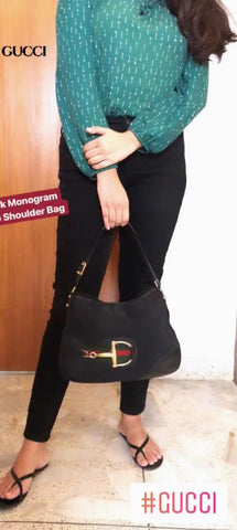 GUCCI BLACK MONOGRAM SHOULDER BAG