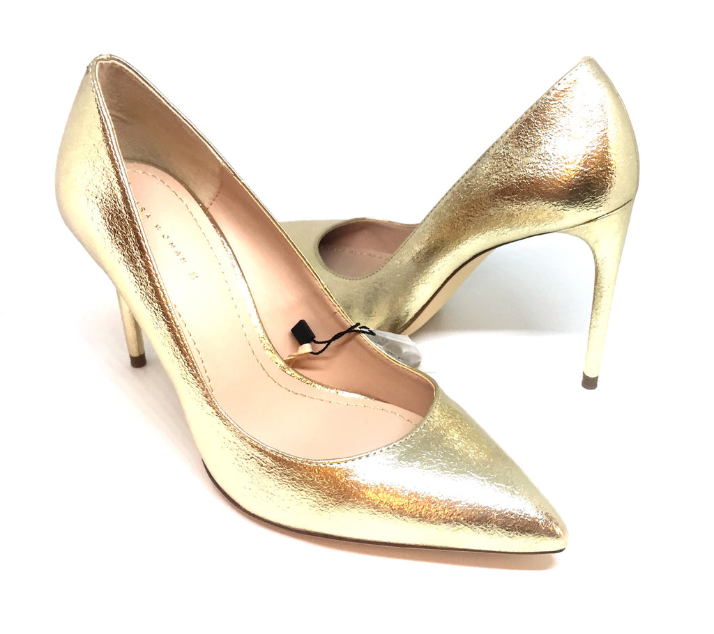 ZARA Gold Metallic Pointed Pumps 