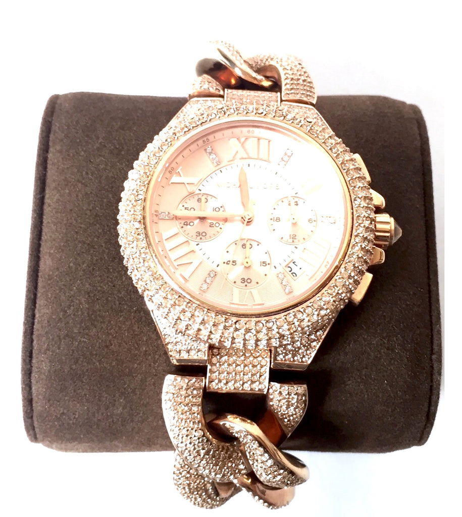 michael kors rose gold diamante watch