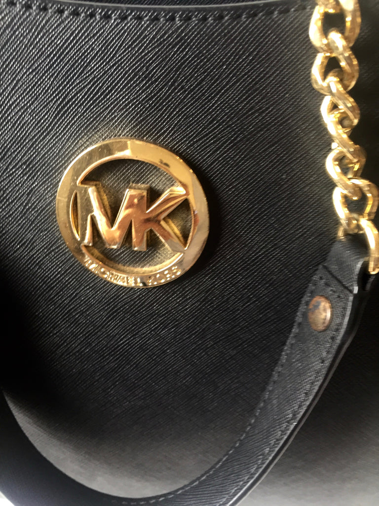 mk black and gold bag