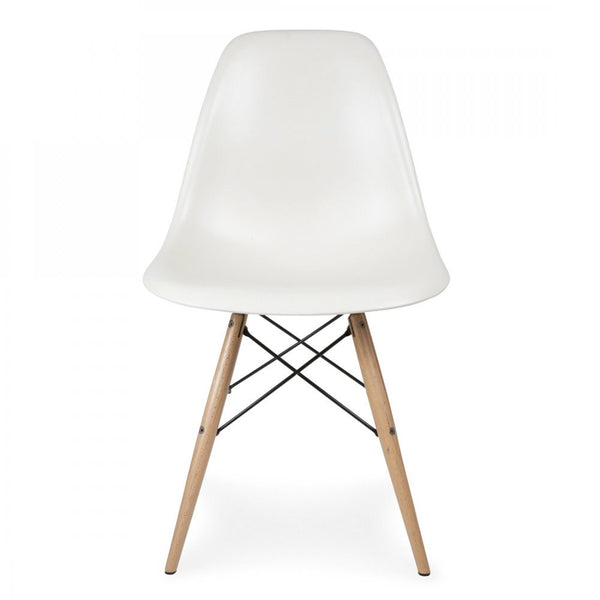 Charles Ray Eames Style DSW Side Chair White - Natural Legs – S