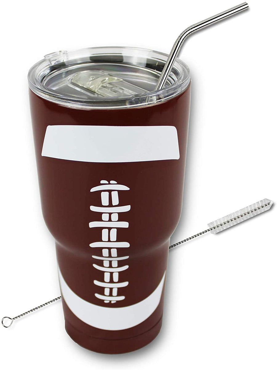 Soccer with Straw & Cleaner Sports Baseball Softball Soccer Basketball Tumbler Straw Cup with Cleaner 