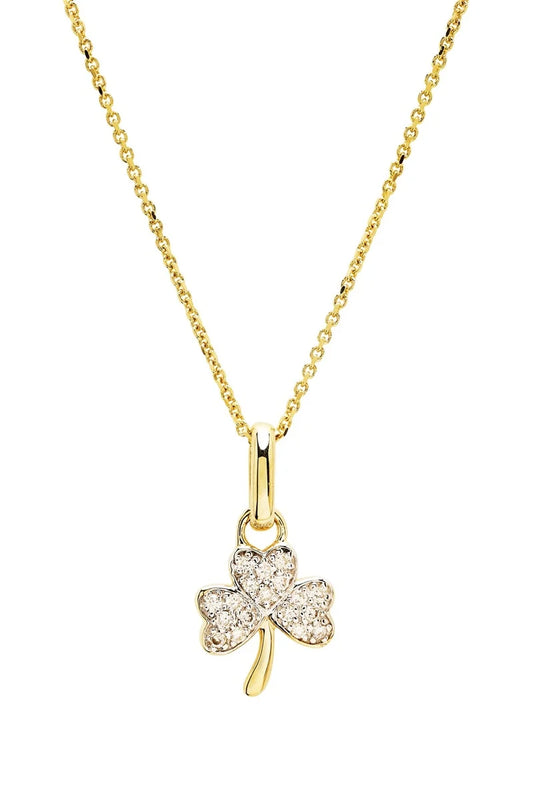 14kt Gold Lab Diamond Shamrock Necklace