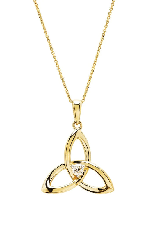 14kt Gold Single Lab Diamond Trinity Knot Necklace .12Ct