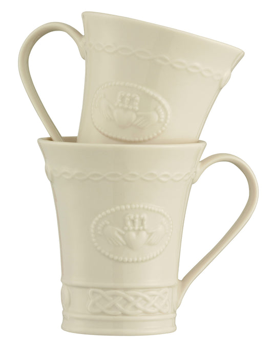 Belleek Set of 2 Claddagh Mugs