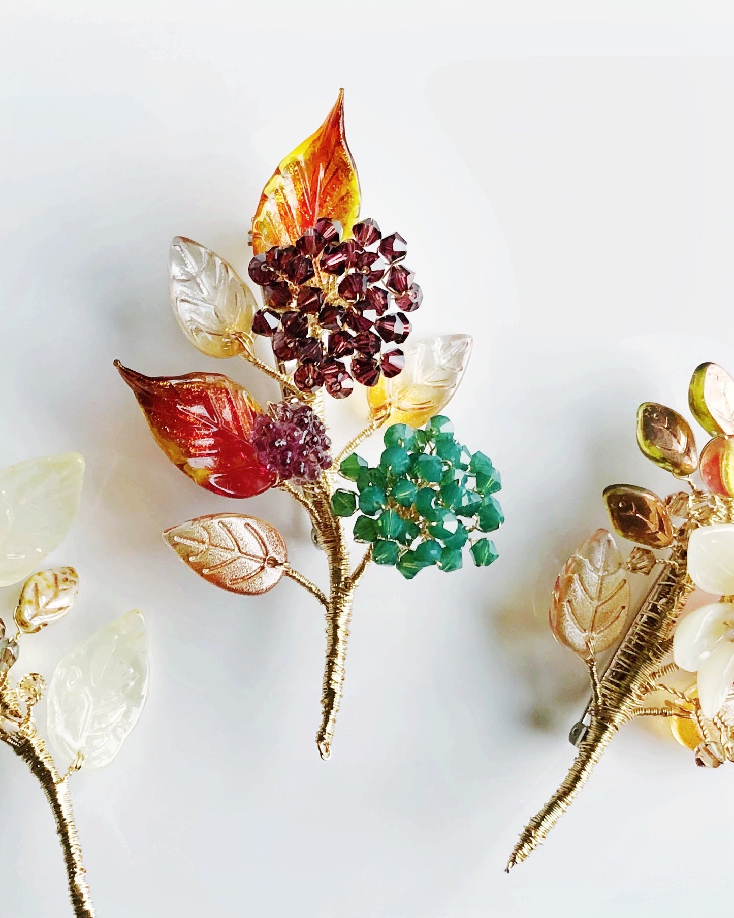 Autumn symphony hydrangea bouquet brooch