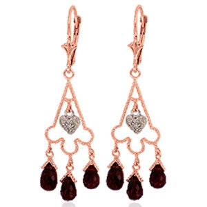 6.33 Carat 14K Solid Rose Gold Chandelier Diamond Earrings Garnet