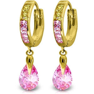 5.68 CTW 14K Solid Gold Pink Act Cubic Zirconia Earrings
