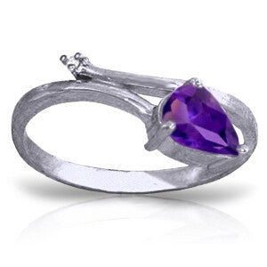 0.83 CTW 14K Solid White Gold You're My Confidence Amethyst Diamond Ring