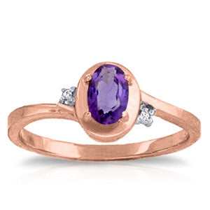 0.51 Carat 14K Solid Rose Gold Rings Diamond Purple Amethyst