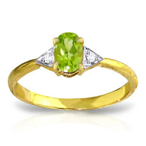0.46 Carat 14K Solid Gold For Your Eyes Peridot Diamond Ring