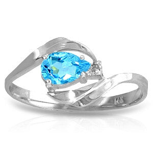 0.41 Carat 14K Solid White Gold Fantasies Come True Blue Topaz Diamond Ring