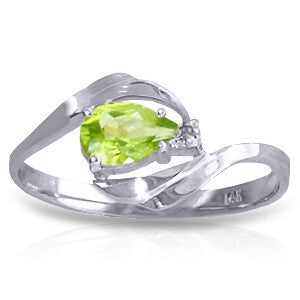 0.41 Carat 14K Solid White Gold Person Dreams Peridot Diamond Ring