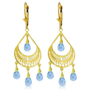 6.75 Carat 14K Solid Gold Barcelona Blue Topaz Earrings