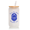 Zeta Phi Beta 16 oz Frosted or Clear Glass Cup with Bamboo Lid