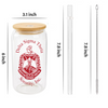 Delta Sigma Theta 16 oz Frosted or Clear Glass Cup with Bamboo Lid