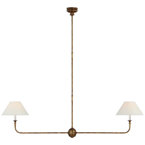 Thomas O'Brien Piaf Large Two Light Linear Pendant in Antique Gild wit