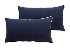 Navy Blue Rectangle Toss Pillow (Reversible, Set of 2)