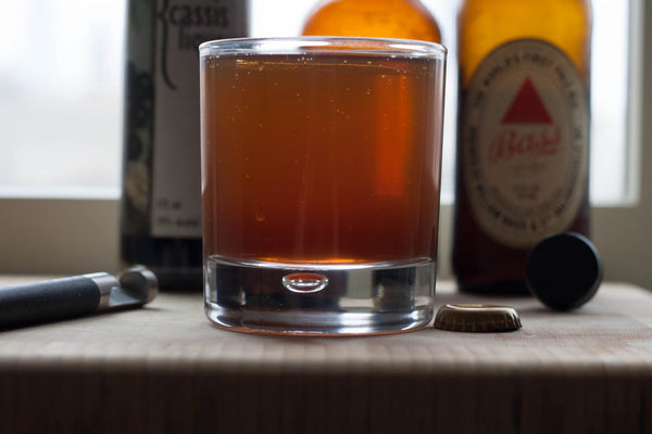 Craft beer cocktail, the Snakebite made with Hard apple cider and pale ale