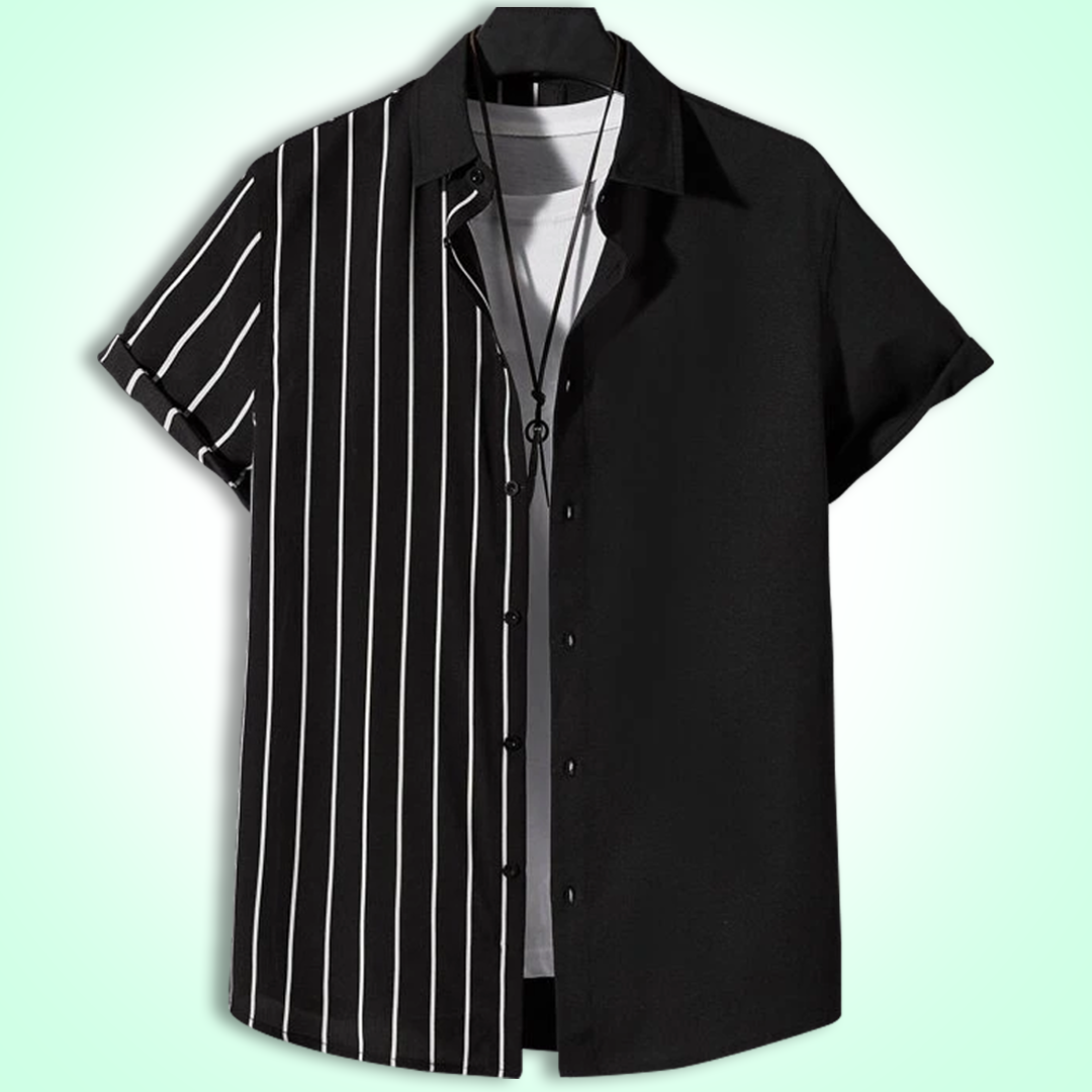 Camisa negra mitad rayas – store pty