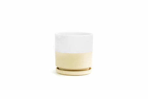 6.25" Gemstone Cylinder Pots with Water Tray Bi-Color Neutral