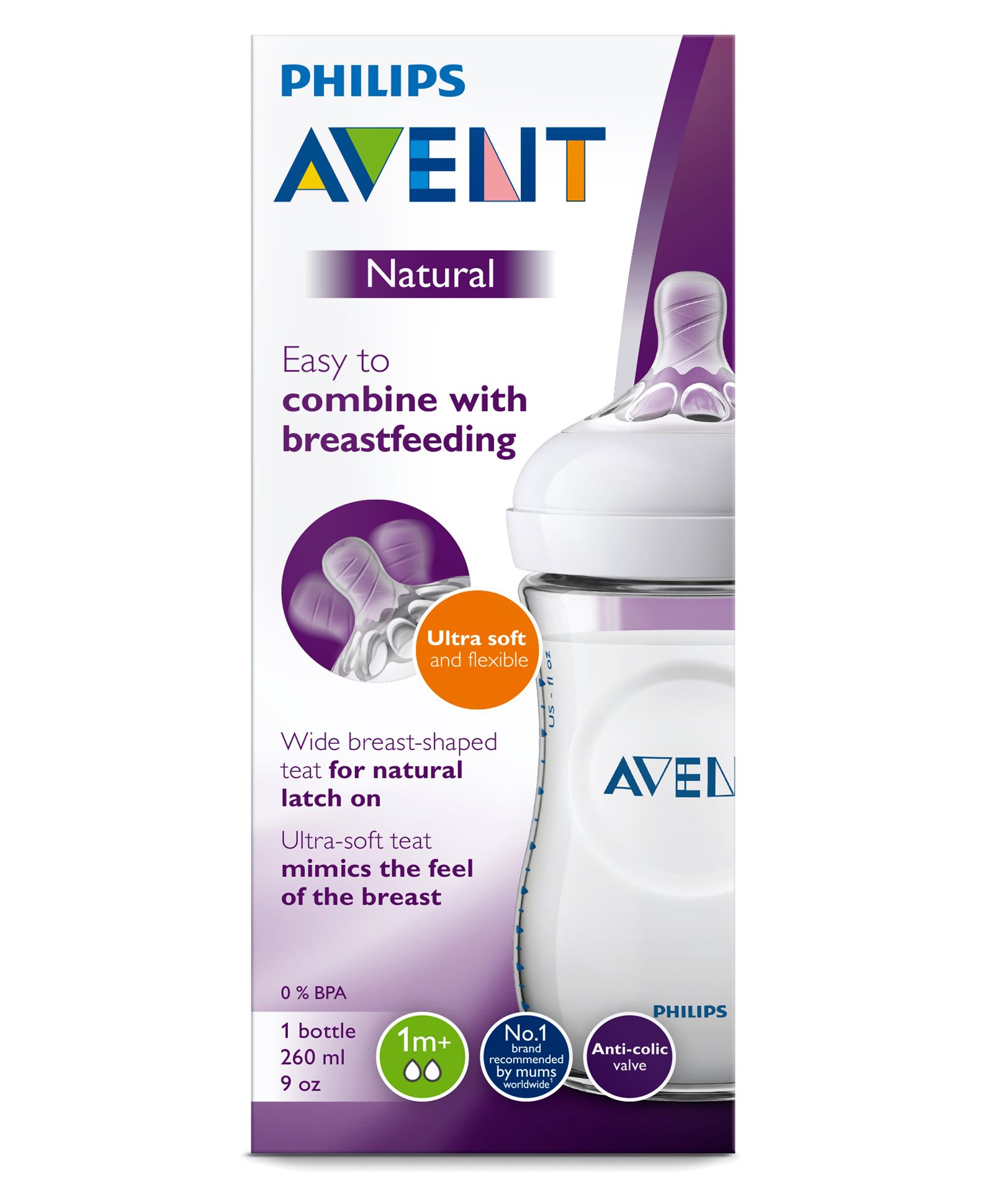 Avent Natural Plastic Feeding Bottle - 260 Ml – Moms Darling Baby