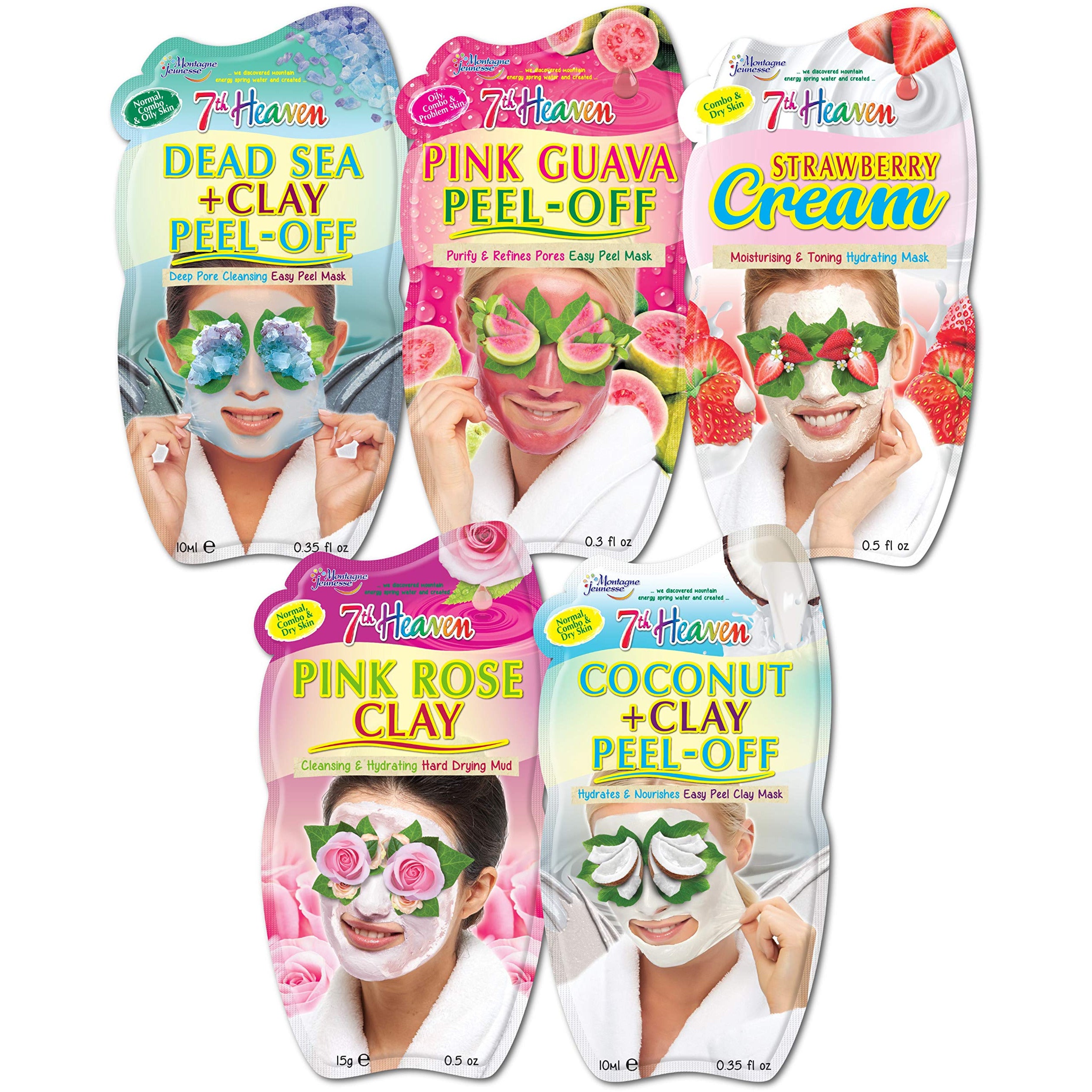 7th Heaven Skincare Pack – Includes 5 Face Masks to Inten – BABACLICK