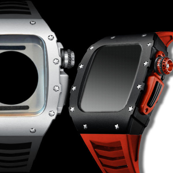 Apple Watch Case Aluminum 45mm 44mm – Racing Series - Black & Red
