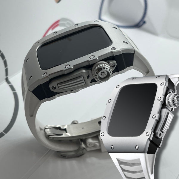Apple Watch Case 45mm 44mm - Silver & White – Luxury Apple Watch Cases