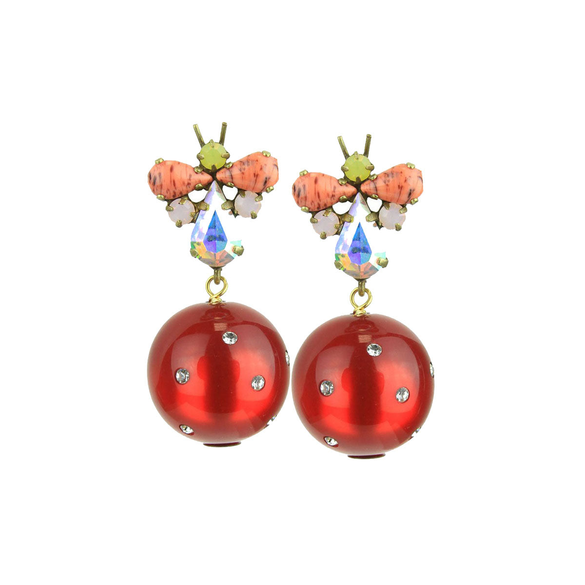 Lola Crystal and Red Resin Earrings