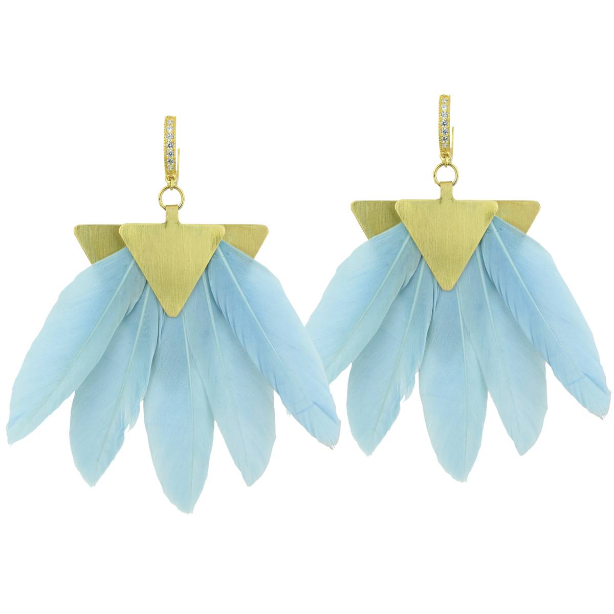 light blue feather dangle earrings katerina psoma