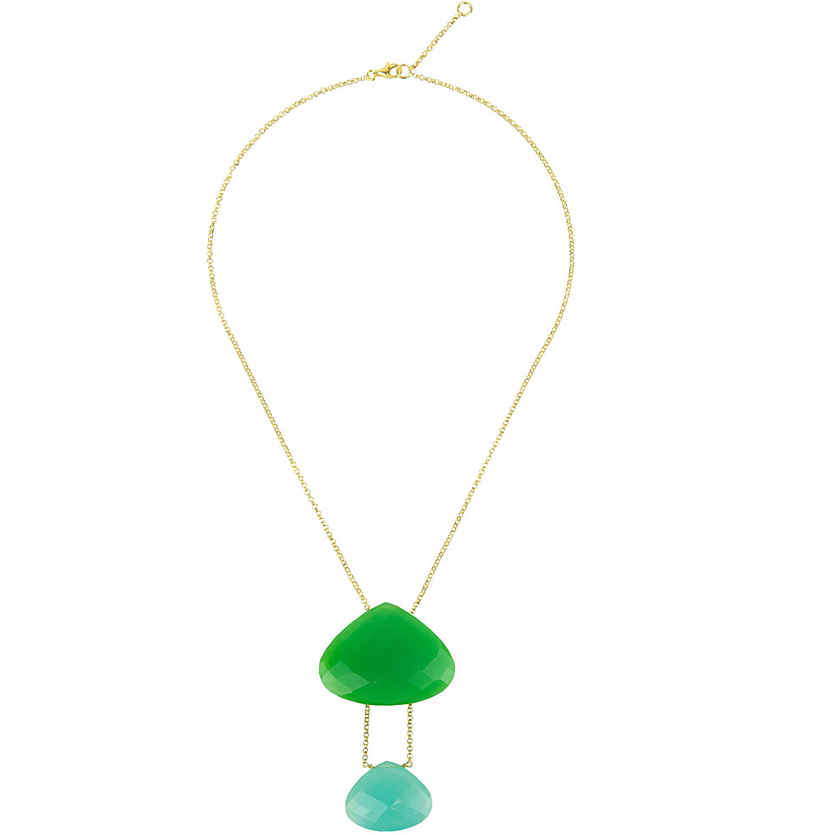 Selene Chrysoprase and Light Blue Agate Drop Necklace