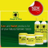 Rasta Locks & Twist liquid dreadlock shampoo and conditioner bottles, and tubs of dread wax & locking gel.