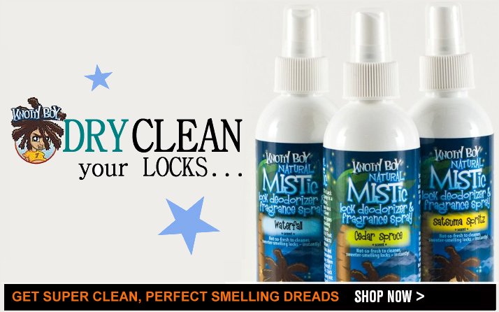 Knotty Boy Natural MISTic Lock Deodorizer & Fragrance Spray... a dry, shampoo-less cleanser & hair deodoriser for dreadlocks.