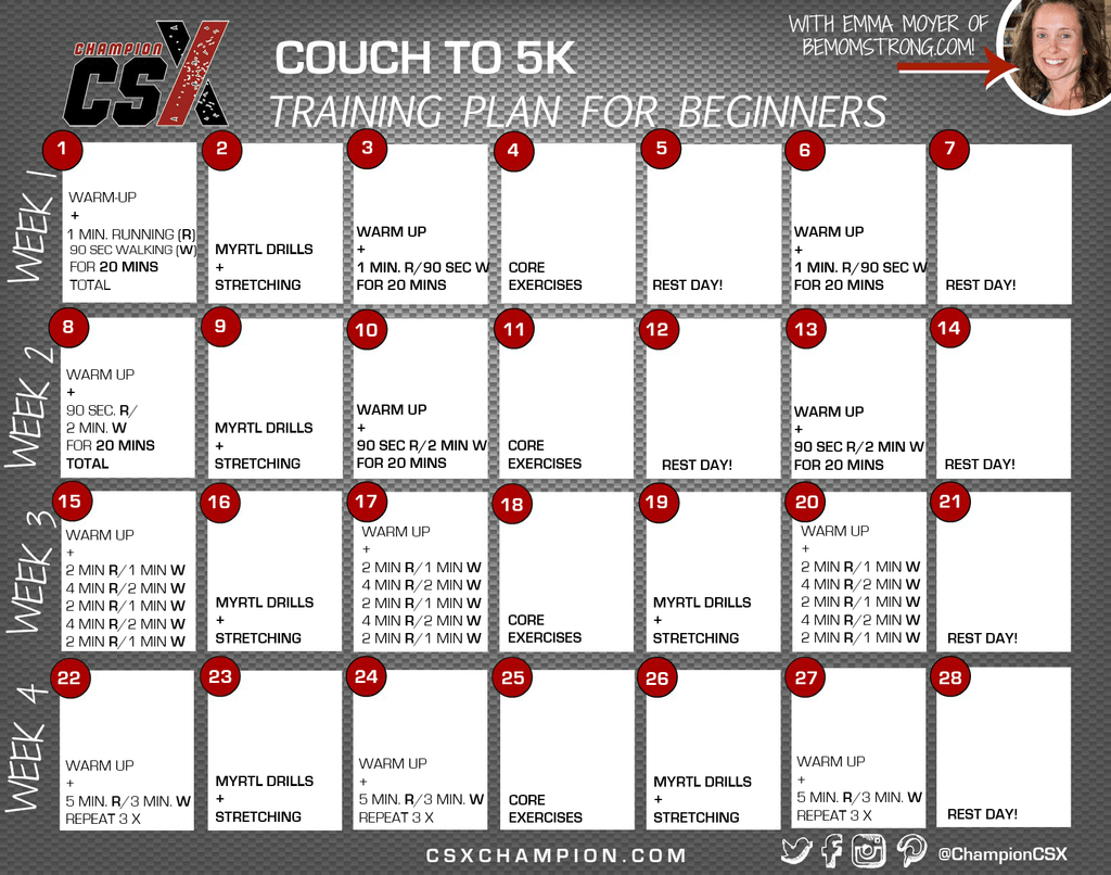 Couch to 5K Training Plan Calendar Image