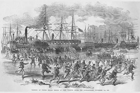 Union troops assault Confederate Fort Walker after Bombardment