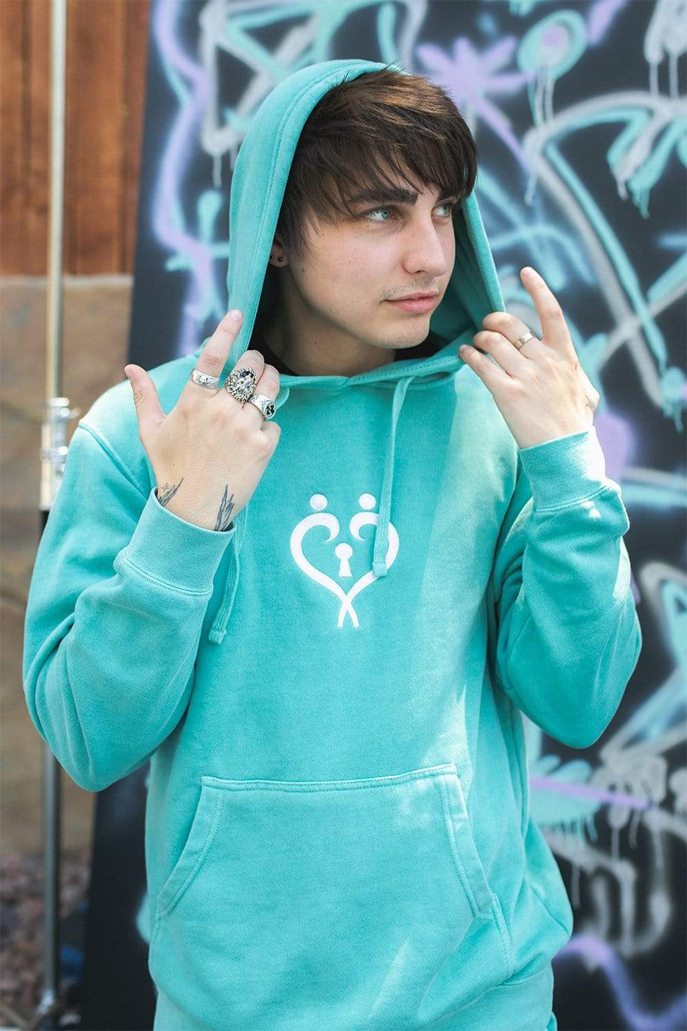 Colby Brock: Protect Your Heart Pigment Mint Hoodie – Fanjoy