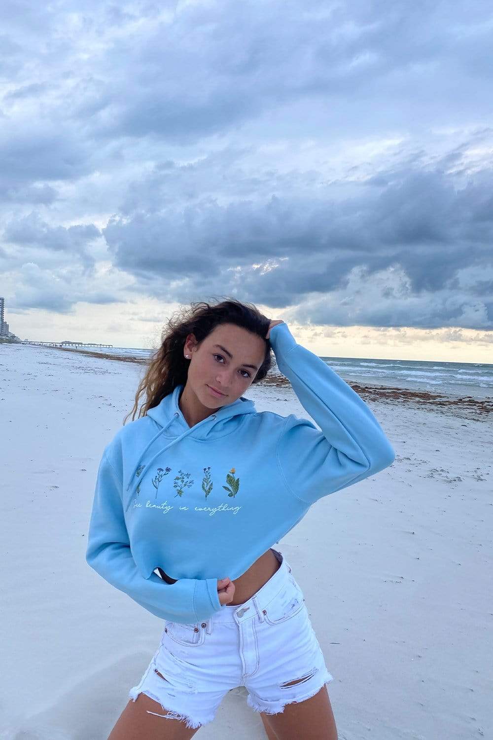 Gabbie Gonzalez 'See Beauty' Blue Crop Hoodie – Fanjoy