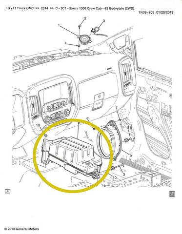 GM Parts Diagram - Subwoofer Under Console