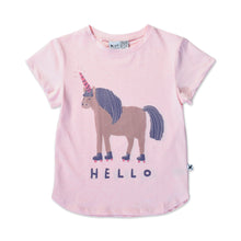  Minti Hello Goodbye Unicorn Tee Pink Marle