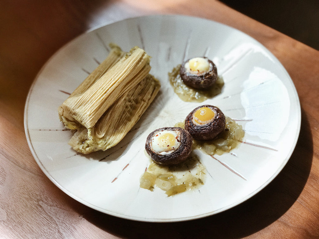 Cheese and Jalapeño Tamales with Stuffed Mushrooms