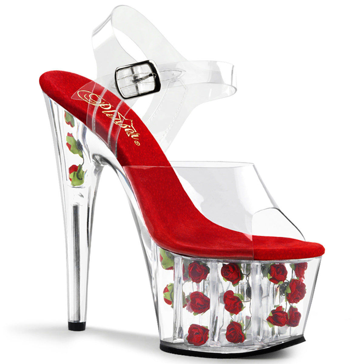7 claro flores rojas zapatos de bailarina exótica – Pole Dancing Shoes - KLS Supplies Ltd