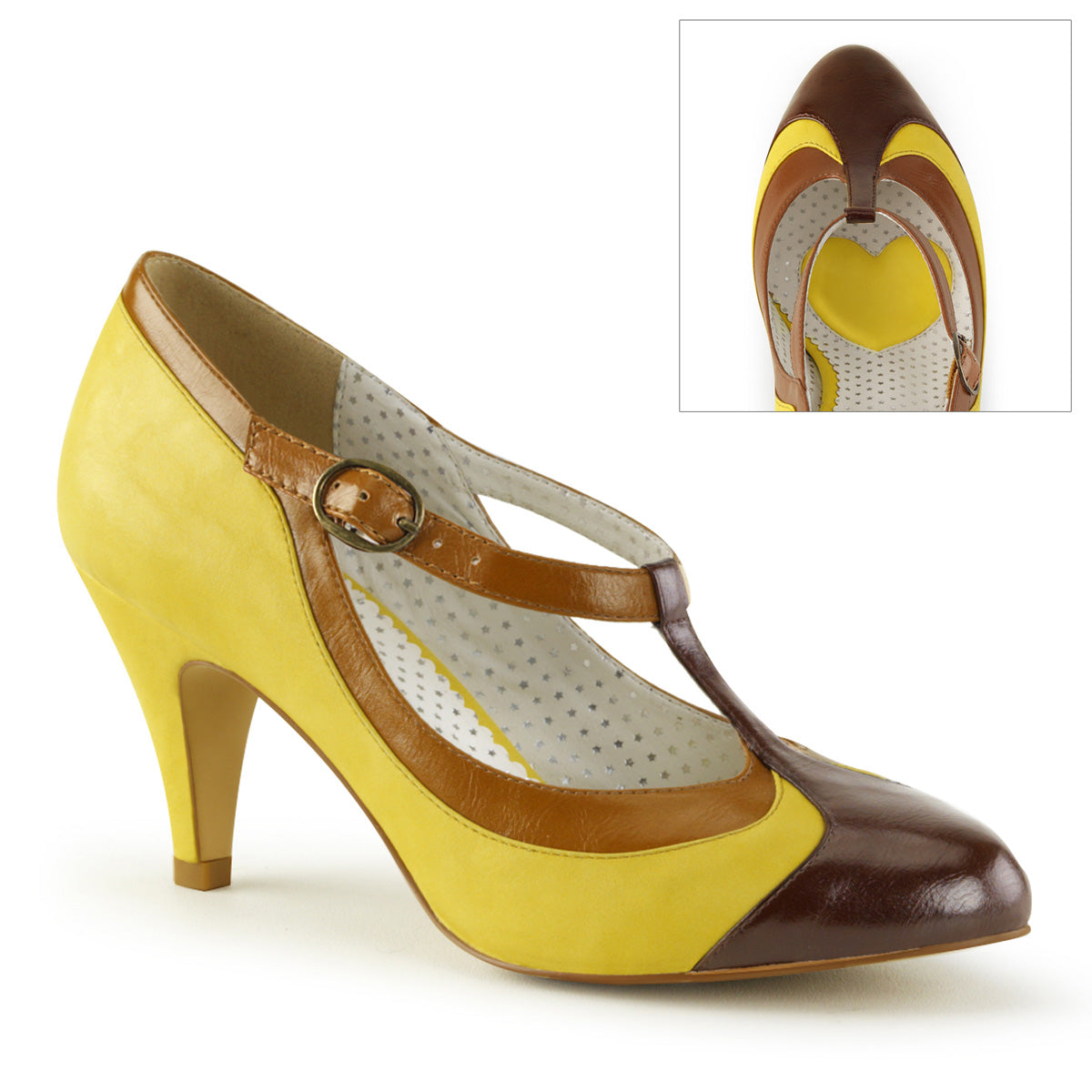 PEACH-03 Pin Up Couture Glamour 3" Heel Yellow Fetish Shoes