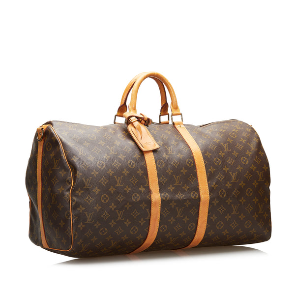 LOUIS VUITTON Keepall Bandouliere 55 Monogram Macassar Travel Bag Brow