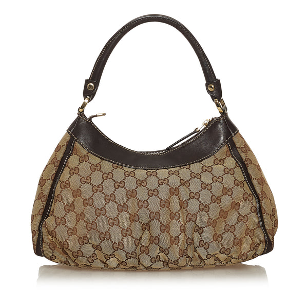 Brown Gucci GG Crystal Abbey D-Ring Shoulder Bag