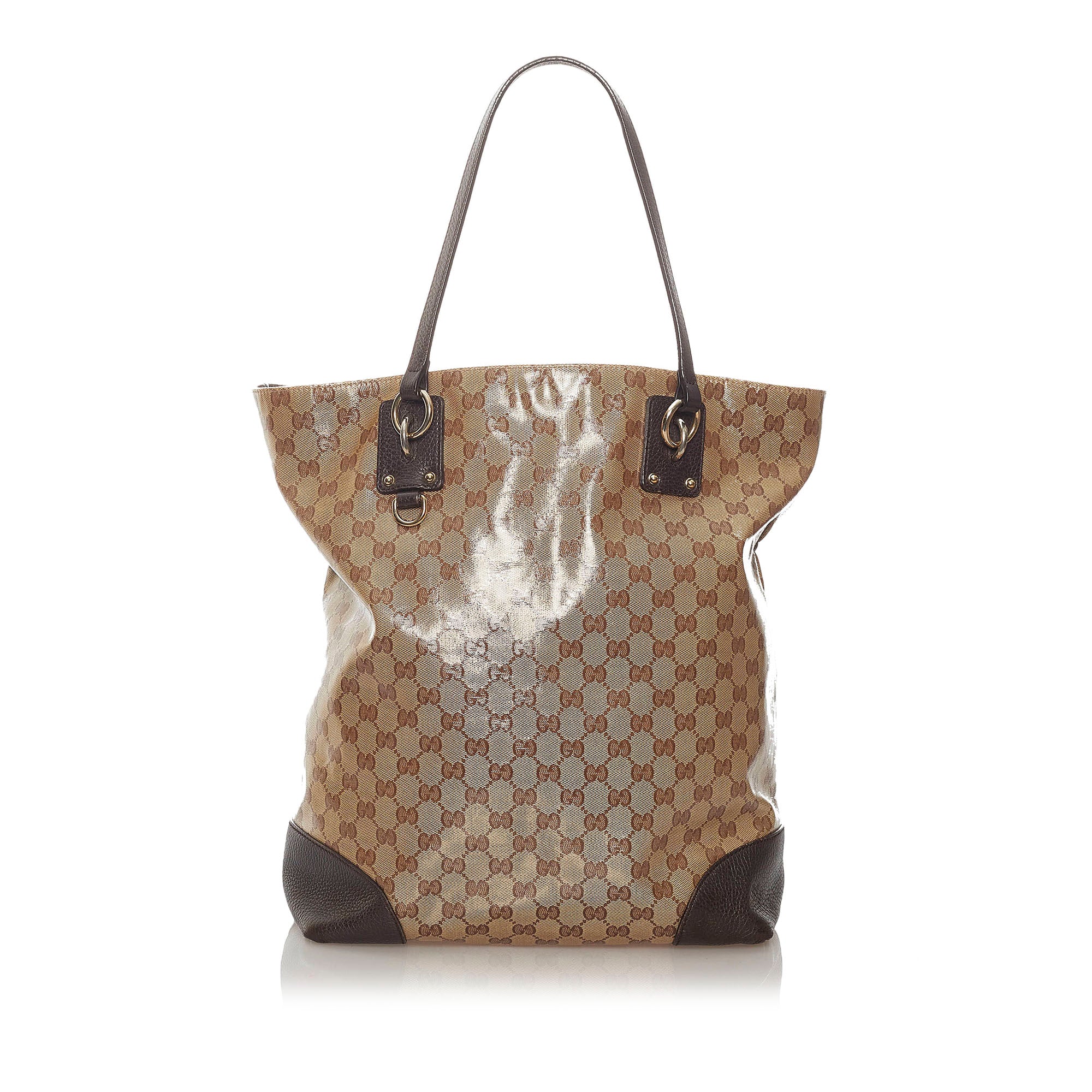 Gucci Ebony/Brown GG Crystal Canvas Large Signature Hobo Gucci