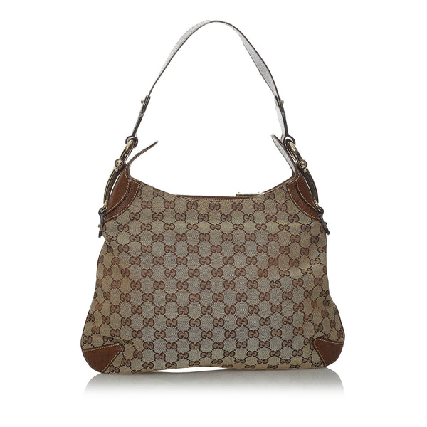 Gucci Black Canvas and Perforated Leather Reins Hobo