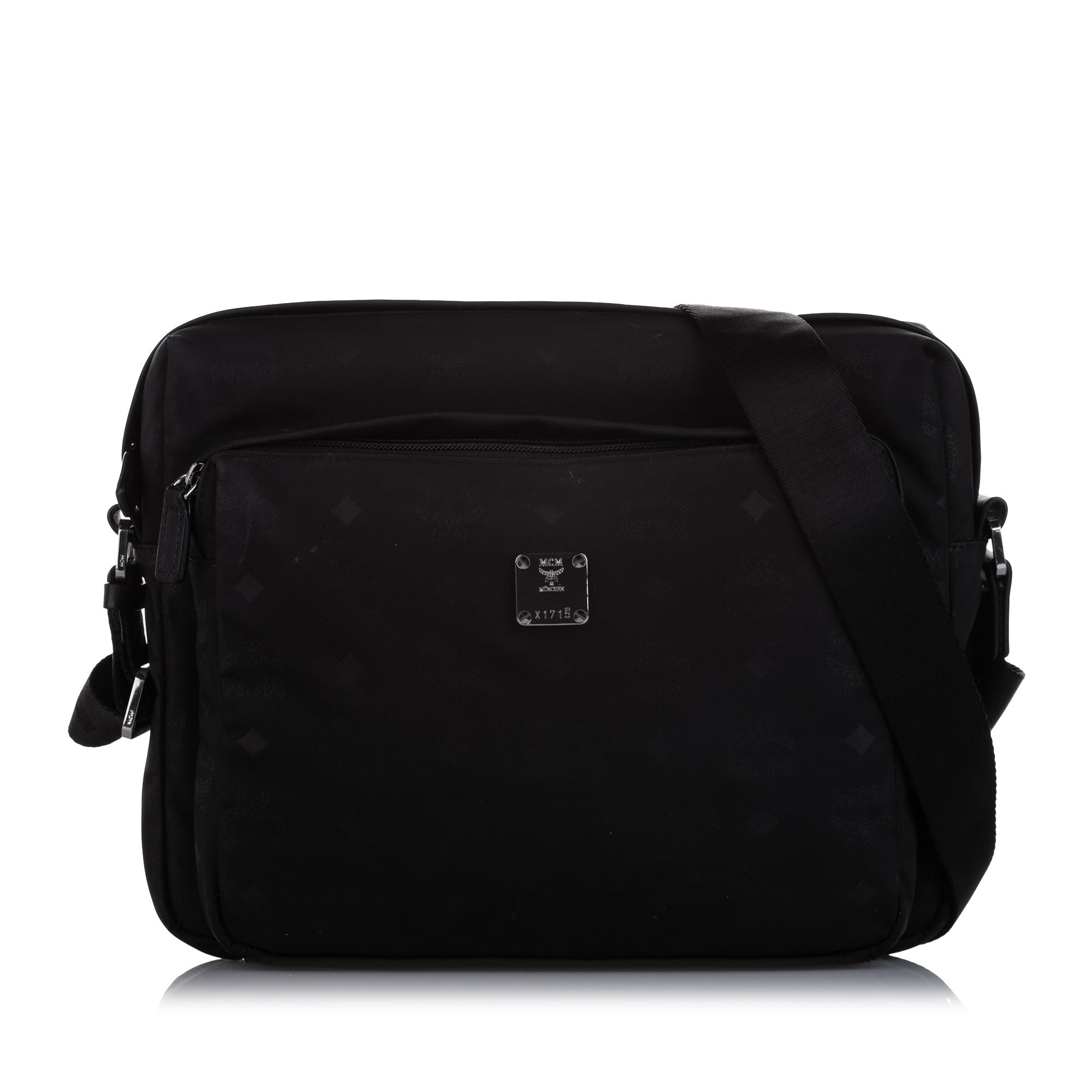 MCM Monogram Visetos Black Nylon Cross Body Bag Top Handle