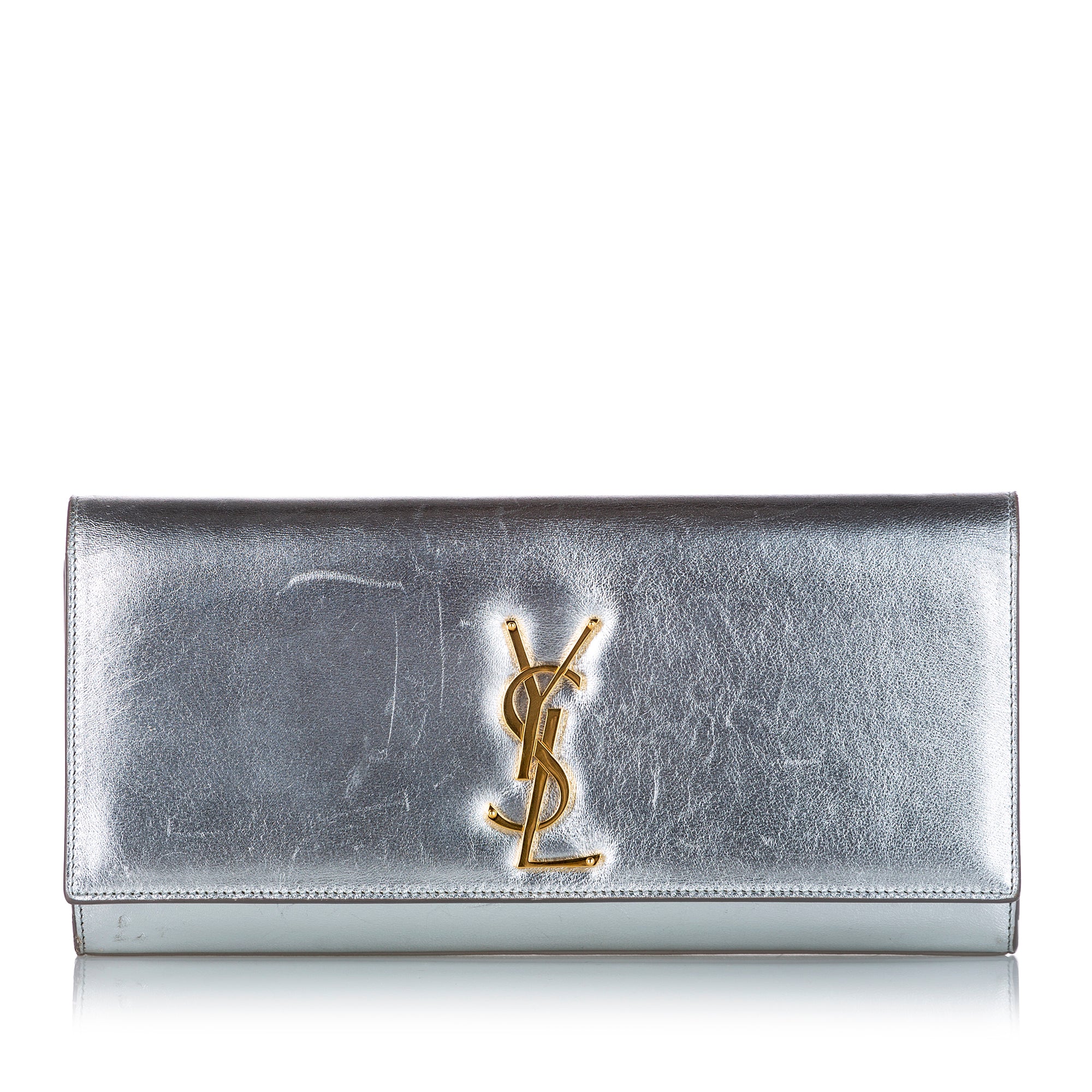 Saint Laurent Ysl New Small Kate Mirror Bag In Silver